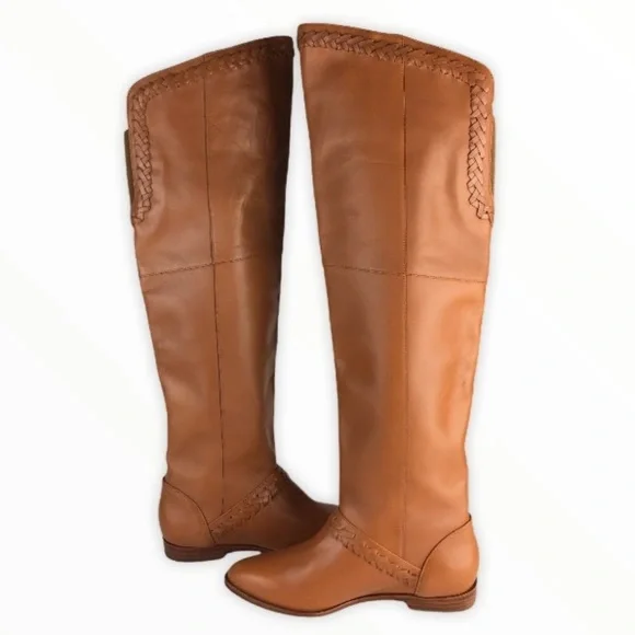 Anthropologie Candela Tan Braided Pull On Over The Knee Boots - SZ 8 - Picture 4 of 11